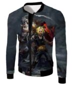 Fullmetal Alchemist Anime Art Alchemy Brothers Edward X Alphonse Black Hoodie - Jacket