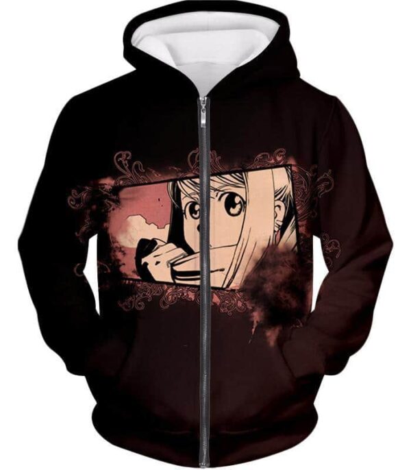 Fullmetal Alchemist Automail Geek Winry Rockbell Cool Promo Black Hoodie - Zip Up Hoodie