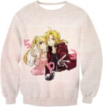 Fullmetal Alchemist Beautiful Anime Couple Edward Elrich X Winry Rockbell Promo White Hoodie - Sweatshirt