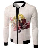 Fullmetal Alchemist Beautiful Anime Couple Edward Elrich X Winry Rockbell Promo White Hoodie - Jacket