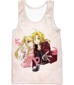 Fullmetal Alchemist Beautiful Anime Couple Edward Elrich X Winry Rockbell Promo White Zip Up Hoodie - Tank Top