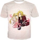 Fullmetal Alchemist Beautiful Anime Couple Edward Elrich X Winry Rockbell Promo White Zip Up Hoodie - T-Shirt