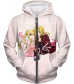 Fullmetal Alchemist Beautiful Anime Couple Edward Elrich X Winry Rockbell Promo White Hoodie - Zip Up Hoodie