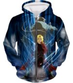 Fullmetal Alchemist Brothers Together Edward X Alphonse Ultimate Anime Action Hoodie - Zip Up Hoodie