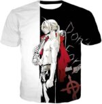 Fullmetal Alchemist Cool Alchemist Edward Elrich Black And White Anime Zip Up Hoodie - T-Shirt