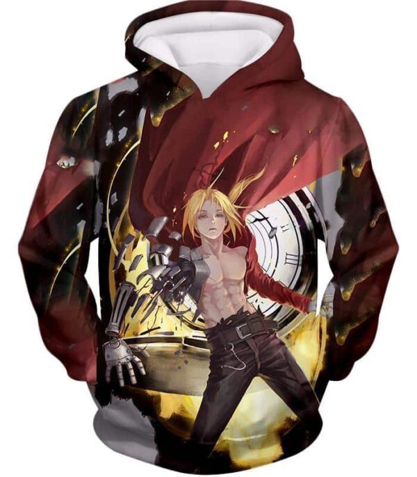 Fullmetal Alchemist Cool Edward Elrich Anime Action Broken Automail Graphic Zip Up Hoodie - Hoodie