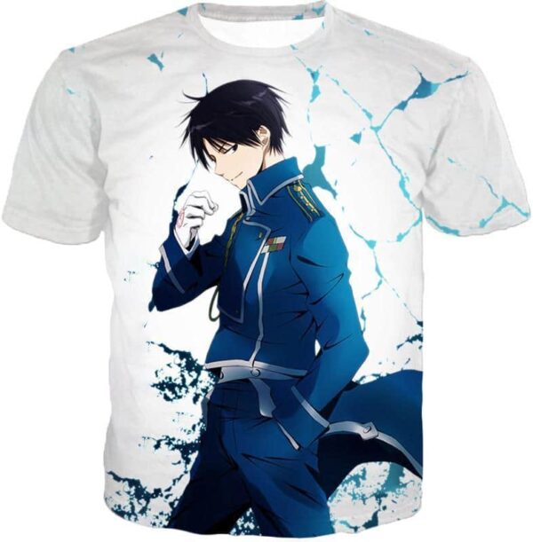 Fullmetal Alchemist Cool Fire Alchemist Roy Mustang Pose White Hoodie - T-Shirt