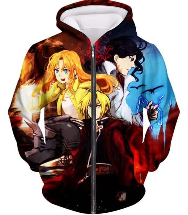 Fullmetal Alchemist Cool Fullmetal Alchemist Anime Promo Poster Hoodie - Zip Up Hoodie