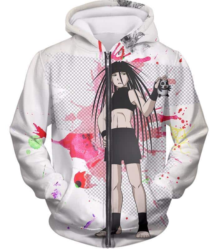 Fullmetal Alchemist Cool Long Haired Homunculi Envy Promo White Zip Up Hoodie - Zip Up Hoodie