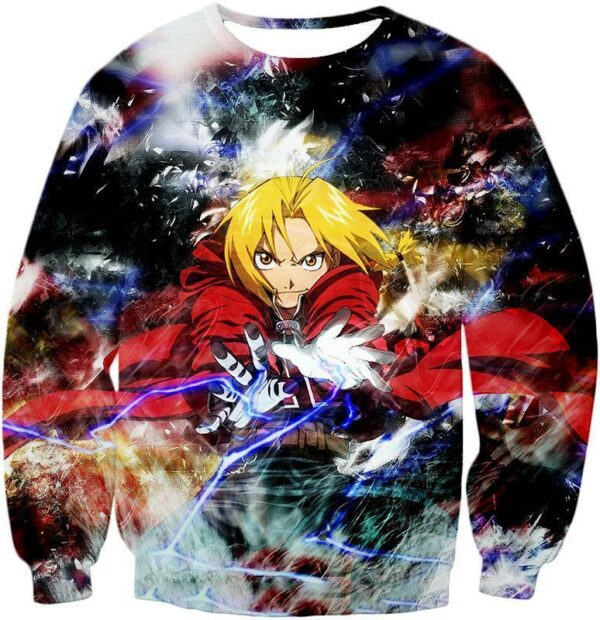 Fullmetal Alchemist Edward Elrich Alchemy Action Pose Cool Anime Hoodie - Sweatshirt