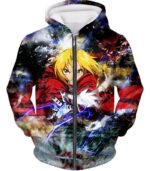 Fullmetal Alchemist Edward Elrich Alchemy Action Pose Cool Anime Hoodie - Zip Up Hoodie