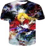 Fullmetal Alchemist Edward Elrich Alchemy Action Pose Cool Anime Zip Up Hoodie - T-Shirt