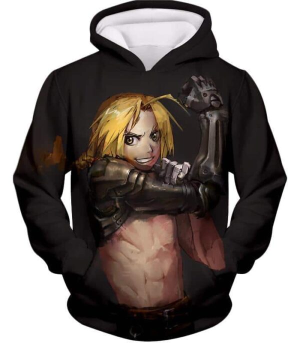 Fullmetal Alchemist Edward Elrich Cool Fullmetal Alchemist Anime Black Poster Hoodie - Hoodie