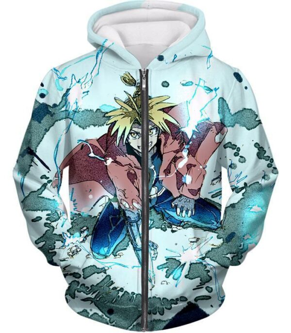 Fullmetal Alchemist Edward Elrich Ultimate Anime Action Cool Graphic Hoodie - Zip Up Hoodie