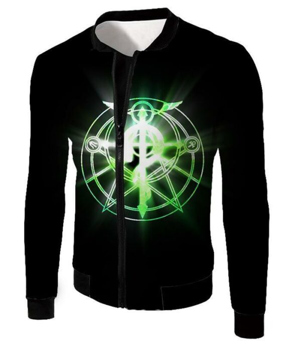 Fullmetal Alchemist Fullmetal Alchemist Alchemy Circle Symbol Black Anime Zip Up Hoodie - Jacket