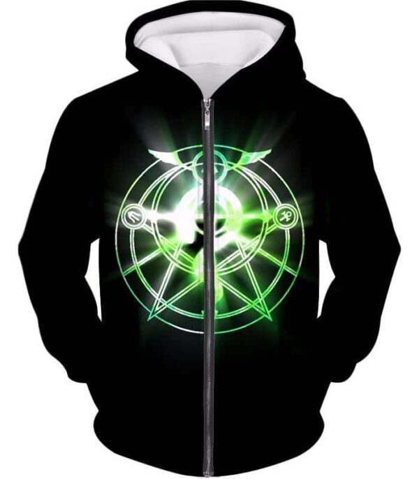 Fullmetal Alchemist Fullmetal Alchemist Alchemy Circle Symbol Black Anime Hoodie - Zip Up Hoodie