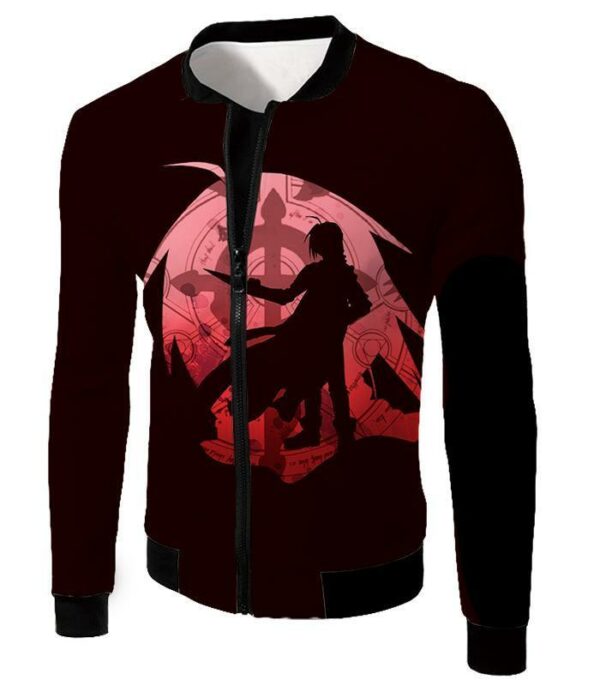 Fullmetal Alchemist Fullmetal Alchemist Anime Edward Elrich Promo Maroon Zip Up Hoodie - Jacket