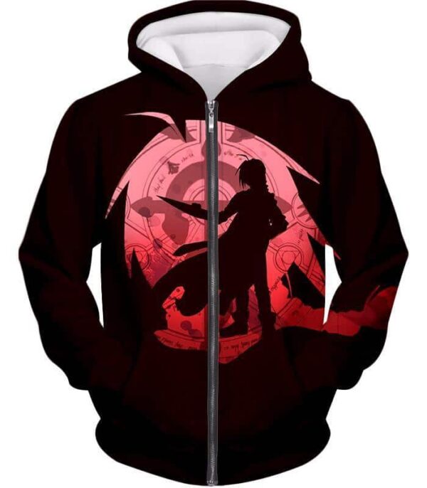 Fullmetal Alchemist Fullmetal Alchemist Anime Edward Elrich Promo Maroon Hoodie - Zip Up Hoodie