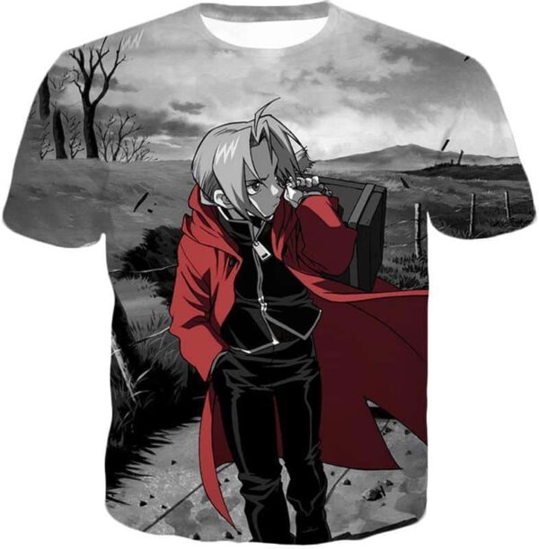 Fullmetal Alchemist Fullmetal Alchemist Anime Scene Leaving Edward Elrich Cool Zip Up Hoodie - T-Shirt