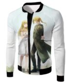 Fullmetal Alchemist Fullmetal Alchemist Super Cute Couple Edward X Winry White Zip Up Hoodie - Jacket