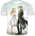 Fullmetal Alchemist Fullmetal Alchemist Super Cute Couple Edward X Winry White Zip Up Hoodie - T-Shirt