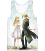 Fullmetal Alchemist Fullmetal Alchemist Super Cute Couple Edward X Winry White Hoodie - Tank Top