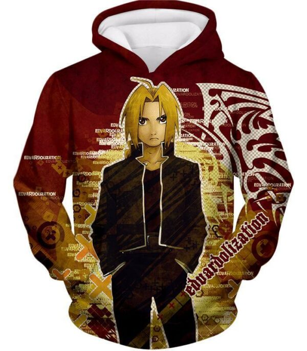 Fullmetal Alchemist Hero Edward Elrich Cool Promo Poster Red Hoodie - Hoodie