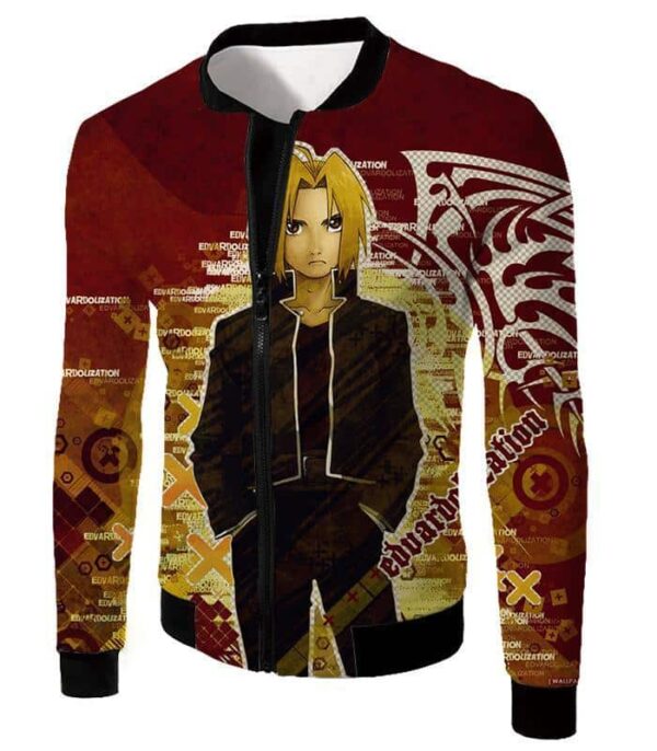 Fullmetal Alchemist Hero Edward Elrich Cool Promo Poster Red Hoodie - Jacket