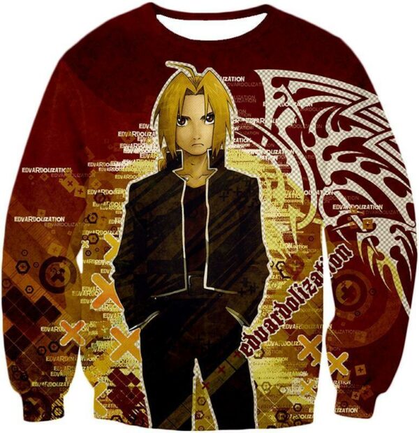 Fullmetal Alchemist Hero Edward Elrich Cool Promo Poster Red Hoodie - Sweatshirt