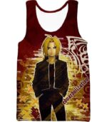 Fullmetal Alchemist Hero Edward Elrich Cool Promo Poster Red Hoodie - Tank Top