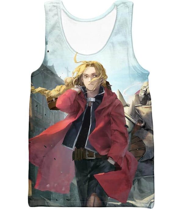 Fullmetal Alchemist High Definition Art Fullmetal Alchemist Edward Elrich Anime Poster Zip Up Hoodie - Tank Top