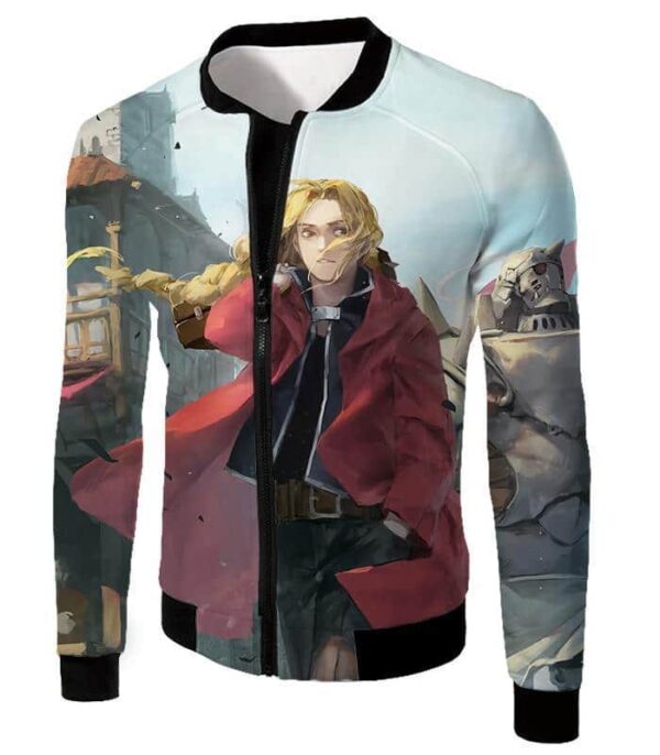 Fullmetal Alchemist High Definition Art Fullmetal Alchemist Edward Elrich Anime Poster Zip Up Hoodie - Jacket