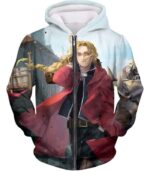 Fullmetal Alchemist High Definition Art Fullmetal Alchemist Edward Elrich Anime Poster Hoodie - Zip Up Hoodie