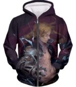 Fullmetal Alchemist High Definition Fan Art State Alchemist Edward Elrich Cool Poster Hoodie - Zip Up Hoodie