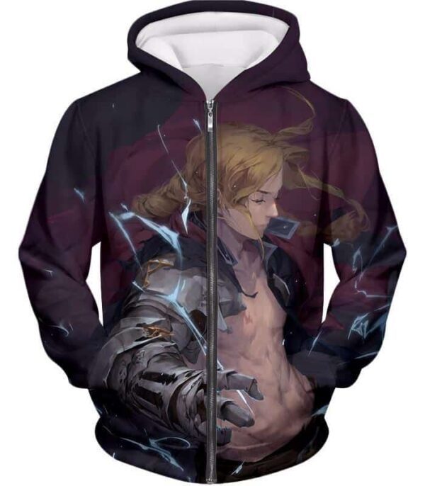 Fullmetal Alchemist High Definition Fan Art State Alchemist Edward Elrich Cool Poster Zip Up Hoodie - Zip Up Hoodie