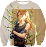 Fullmetal Alchemist Long Blonde Haired Anime Hero Edward Elrich Cool Pose Grey Hoodie - Sweatshirt