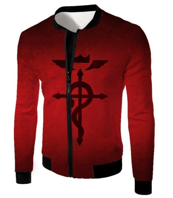 Fullmetal Alchemist Mystical Alchemical Symbol Flamel Red Hoodie - Jacket