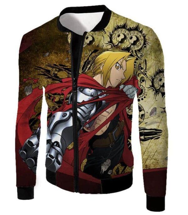 Fullmetal Alchemist Powerful Alchemist Edward Elrich Featuring Automail Right Hand Hoodie - Jacket