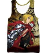 Fullmetal Alchemist Powerful Alchemist Edward Elrich Featuring Automail Right Hand Zip Up Hoodie - Tank Top