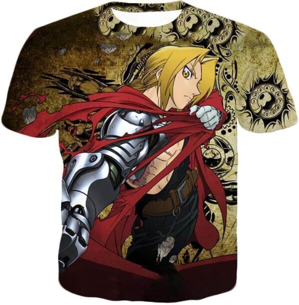 Fullmetal Alchemist Powerful Alchemist Edward Elrich Featuring Automail Right Hand Zip Up Hoodie - T-Shirt