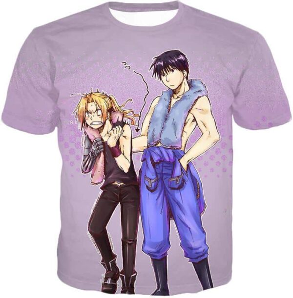 Fullmetal Alchemist State Alchemist Friends Commander Roy Mustang X Edward Elrich Cool White Hoodie - T-Shirt