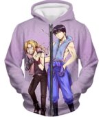 Fullmetal Alchemist State Alchemist Friends Commander Roy Mustang X Edward Elrich Cool White Hoodie - Zip Up Hoodie