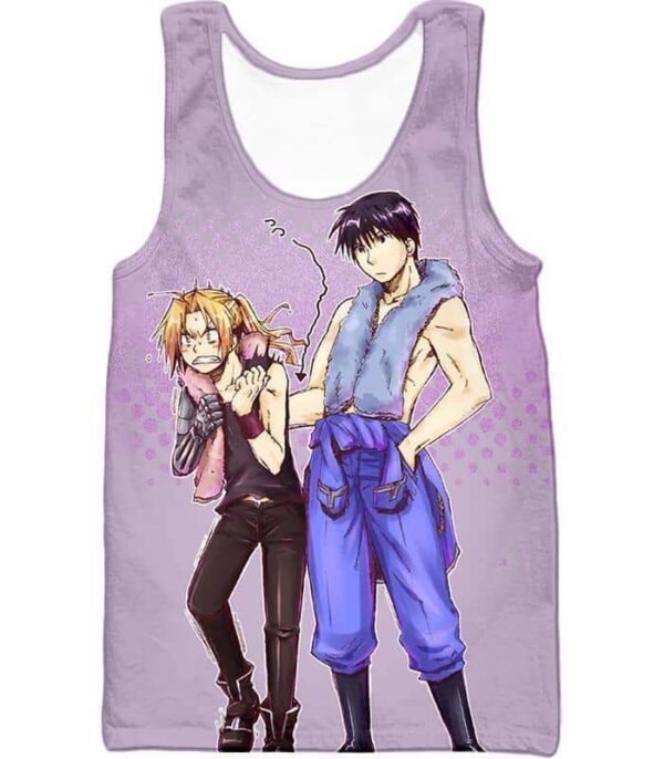 Fullmetal Alchemist State Alchemist Friends Commander Roy Mustang X Edward Elrich Cool White Hoodie - Tank Top