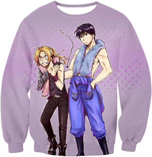 Fullmetal Alchemist State Alchemist Friends Commander Roy Mustang X Edward Elrich Cool White Hoodie - Sweatshirt