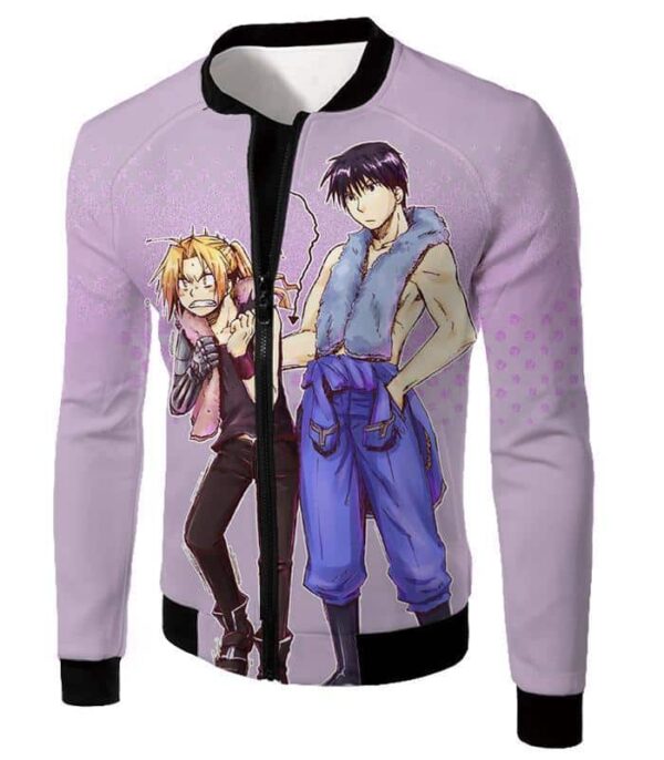 Fullmetal Alchemist State Alchemist Friends Commander Roy Mustang X Edward Elrich Cool White Hoodie - Jacket