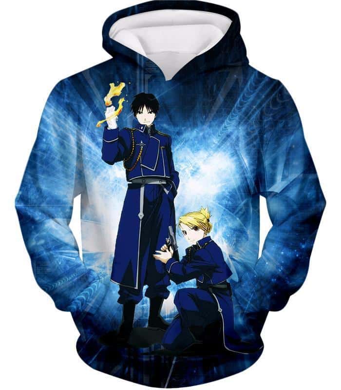 Fullmetal Alchemist State Military Personnels Roy X Riza Anime Action Pose Hoodie - Hoodie