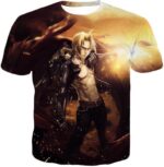 Fullmetal Alchemist Ultimate Anime Hero Edward Elrich Handsome Tall Pose Cool Graphic Hoodie - T-Shirt