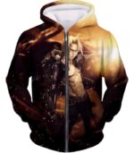 Fullmetal Alchemist Ultimate Anime Hero Edward Elrich Handsome Tall Pose Cool Graphic Hoodie - Zip Up Hoodie