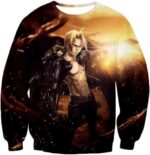 Fullmetal Alchemist Ultimate Anime Hero Edward Elrich Handsome Tall Pose Cool Graphic Hoodie - Sweatshirt