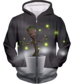 Baby Groot Favourite Guardian Grey Hoodie - Zip Up Hoodie